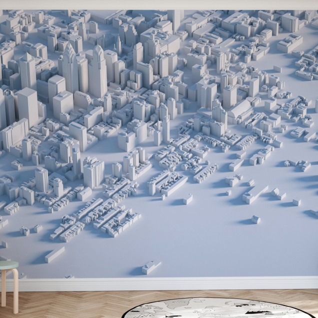 Virtual City Skyline, imagini monocrome, design minimalist, modern, dormitor