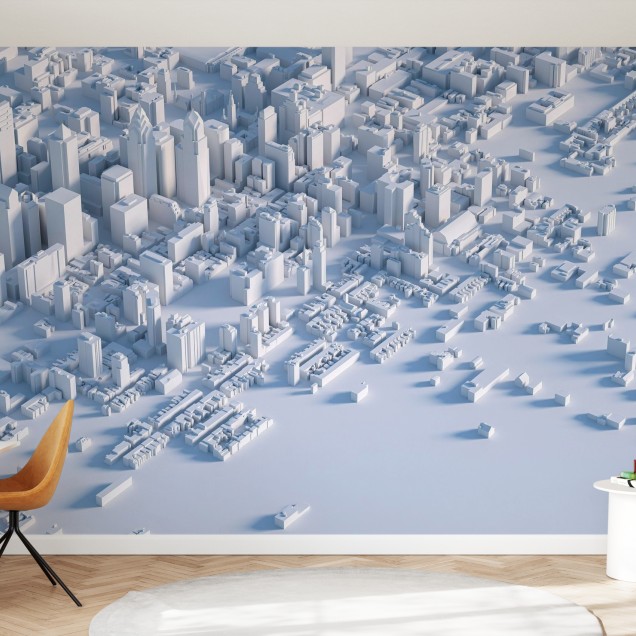 Virtual City Skyline, imagini monocrome, design minimalist, modern, dormitor