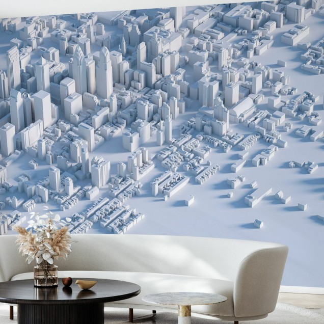Virtual City Skyline, imagini monocrome, design minimalist, modern, dormitor