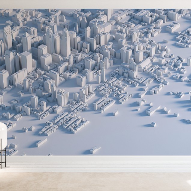 Virtual City Skyline, imagini monocrome, design minimalist, modern, dormitor