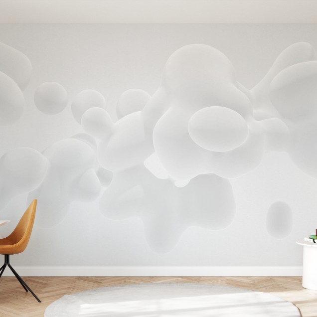 Tapet modern cu design abstract - Floating Subtle White Fluid