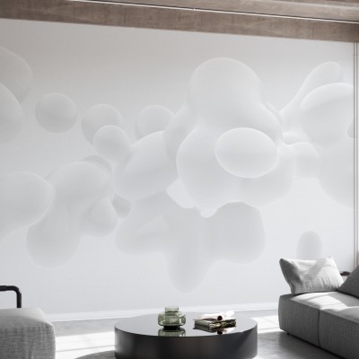 Tapet modern cu design abstract - Floating Subtle White Fluid