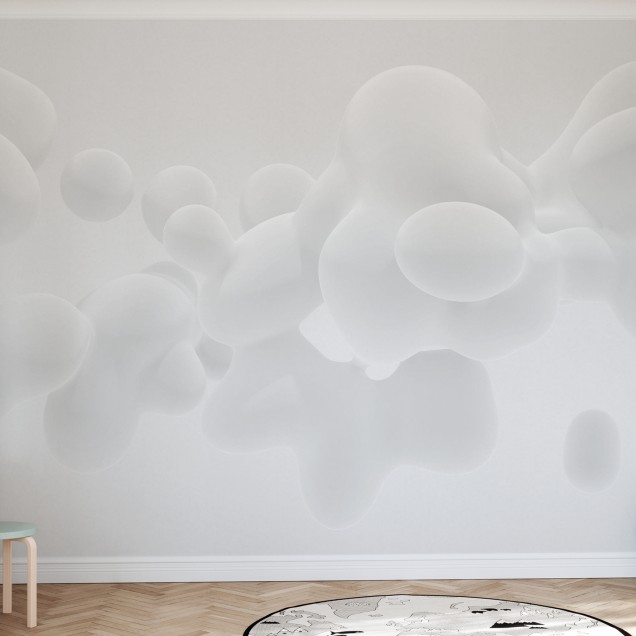 Tapet modern cu design abstract - Floating Subtle White Fluid