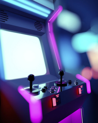Fototapet Neon Retro Arcade Machine, Photowall