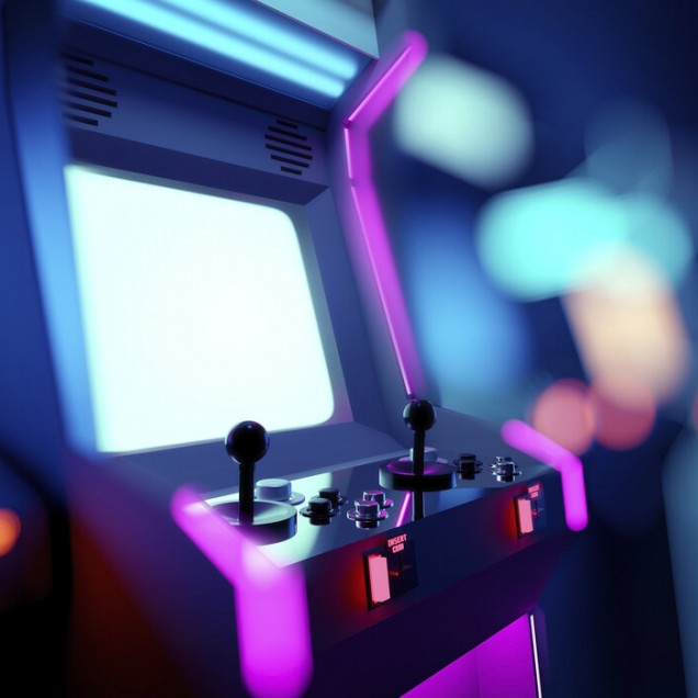 Fototapet Neon Retro Arcade Machine, Photowall