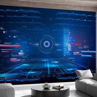 Fototapet Futuristic VR Frame, cu un design modern și vibrant, cu elemente grafice futuriste.