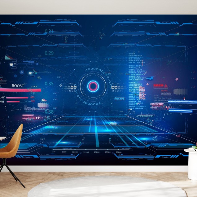Fototapet Futuristic VR Frame, cu un design modern și vibrant, cu elemente grafice futuriste.