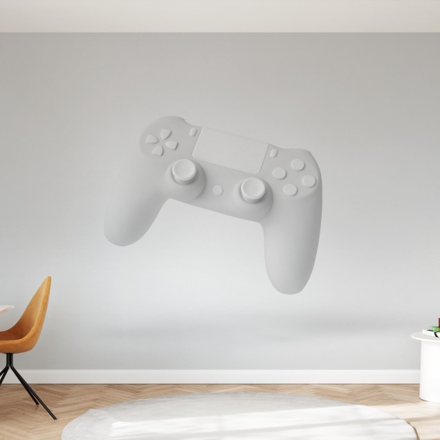 Tapet cu design minimalist, o consolă albă plutitoare pe fondul unui perete alb, pentru un design futurist și elegant.