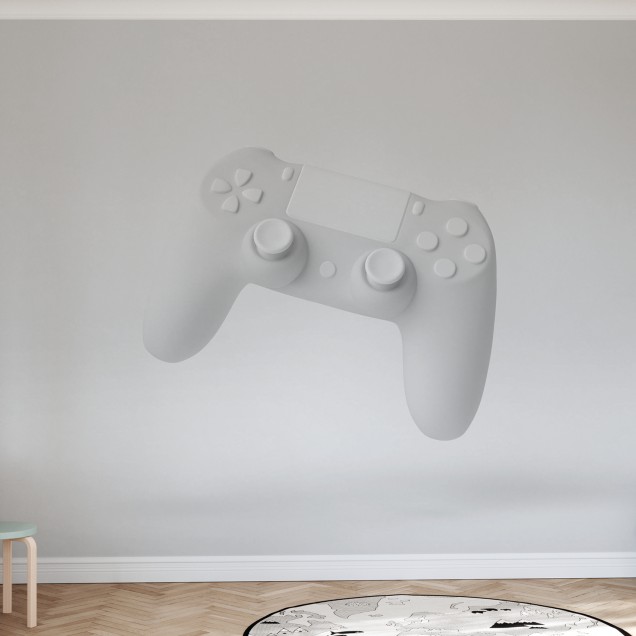 Tapet cu design minimalist, o consolă albă plutitoare pe fondul unui perete alb, pentru un design futurist și elegant.