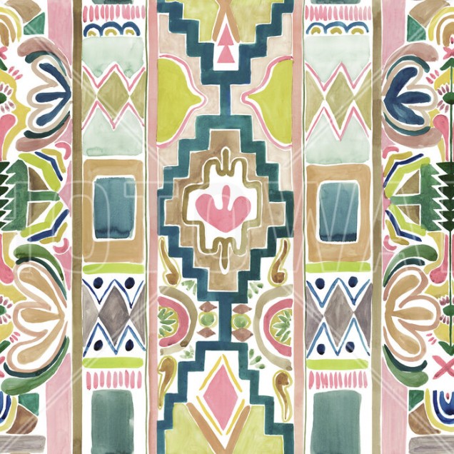 Tapet cu design abstract, in culori vibrante, cu motive geometrice si boeme