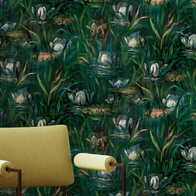 Tapet Water Lilies - design floral elegant Tapet cu flori de nufăr Water Lilies - design floral elegant, perfect pentru living, dormitor, hol sau birou