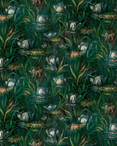 Tapet cu flori de nufăr Water Lilies - design floral elegant, perfect pentru living, dormitor, hol sau birou