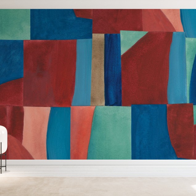 Tapet geometric modern cu culori vibrante și tonuri calde