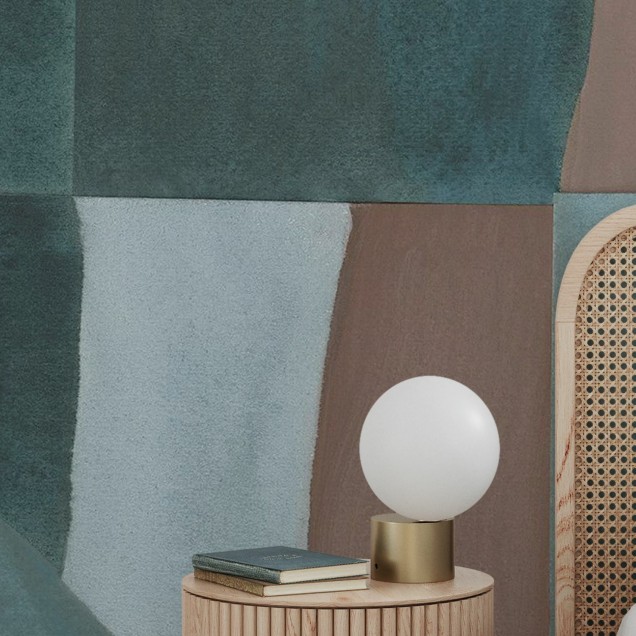 Tapet abstract modern cu nuanțe de maro, roz și verde, ideal pentru living sau dormitor