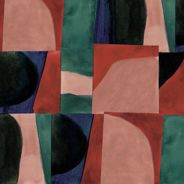 Wallpaper abstract cu forme geometrice in culori vibrante.