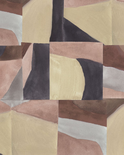 Tapet cu design abstract geometric în nuanțe de maro și gri