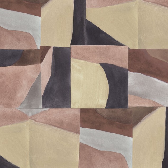Tapet cu design abstract geometric în nuanțe de maro și gri