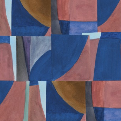 Tapet abstract modern cu nuanțe calde de roșu, albastru și maro