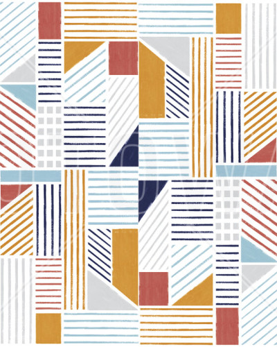 Tapet geometric abstract cu culori vibrante, perfect pentru a crea un decor modern și elegant.