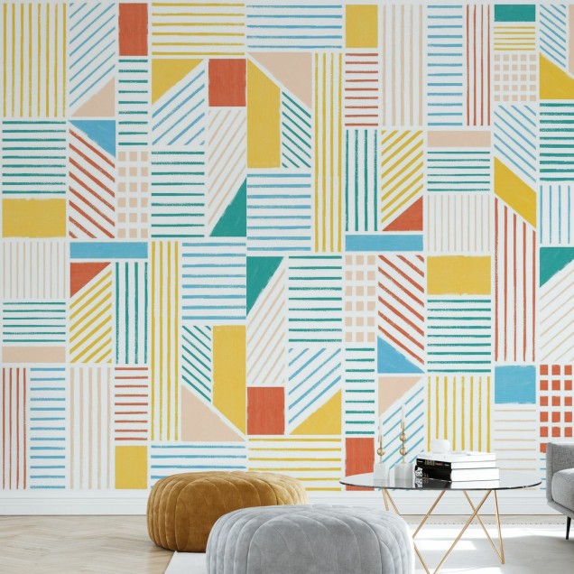 Cityscape, Summer Tapet cu design geometric modern