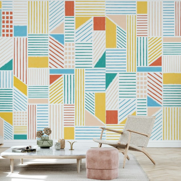 Cityscape, Summer Tapet cu design geometric modern