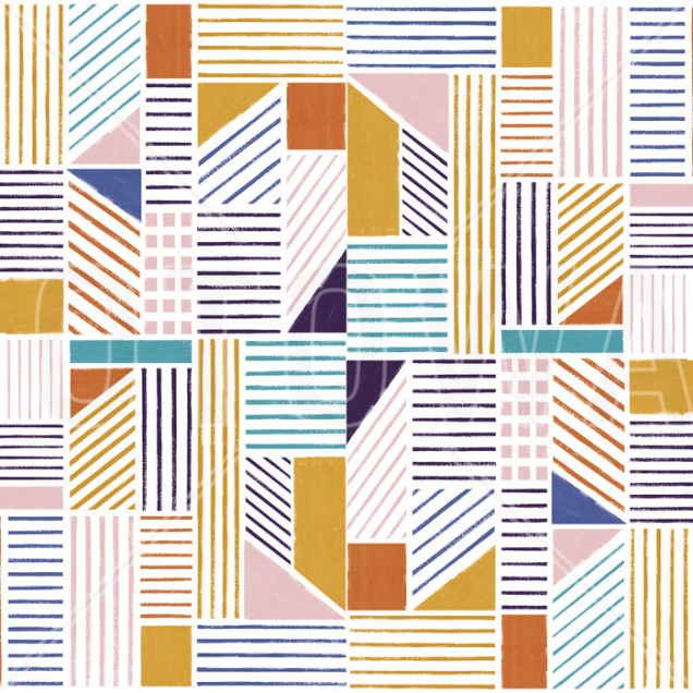 Tapet abstract Cityscape, Winter, cu linii colorate, cu accente de galben, portocaliu, roz si turcoaz, perfect pentru a crea o atmosfera dinamica si moderna in casa dumneavoastra. Patternul geometric si abstract al tapetului adauga un plus de originalitat