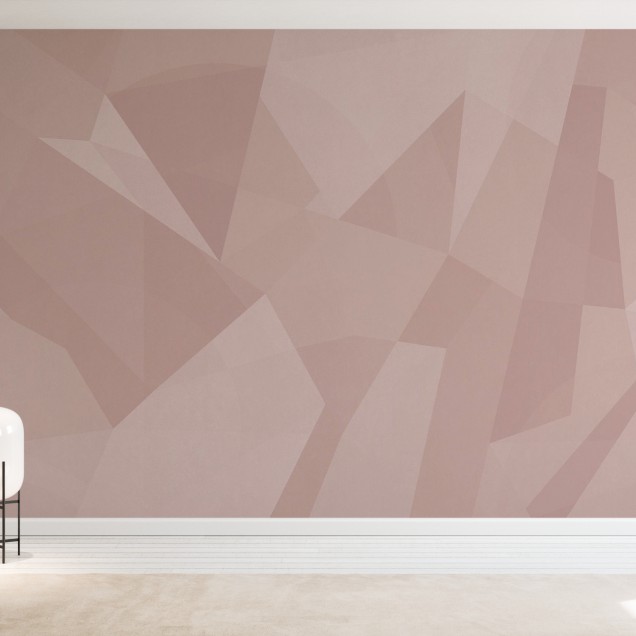 Tapet geometric în nuanțe pastelate de roz, cu design minimalist.