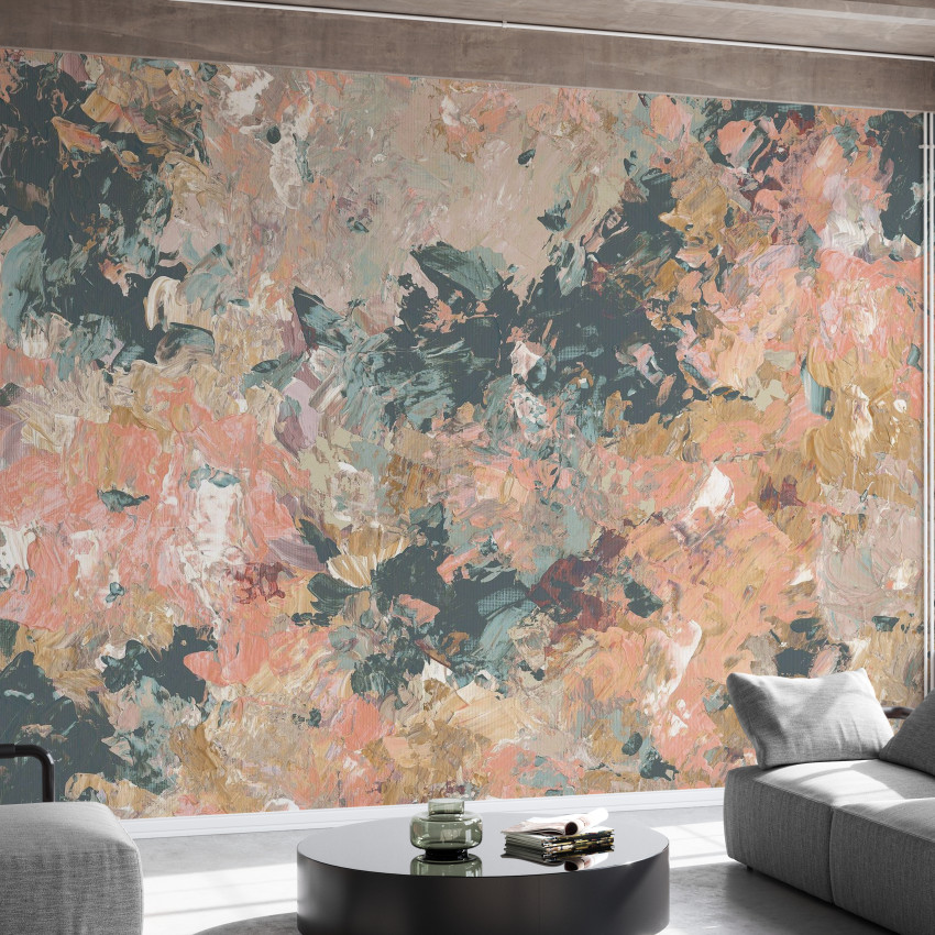 Tapet abstract Paint II, Charleston Room, cu nuanțe neutre și delicate