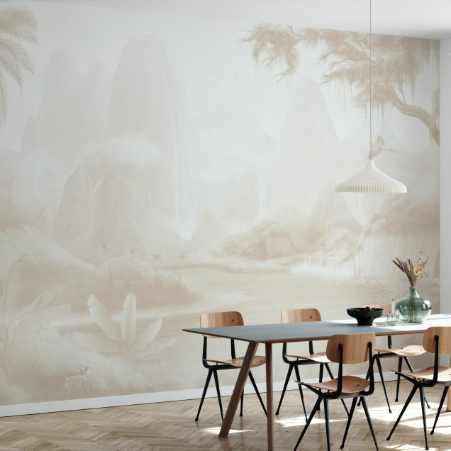Tapet Jungle Dreams - un design elegant și modern, cu un motiv delicat de junglă.