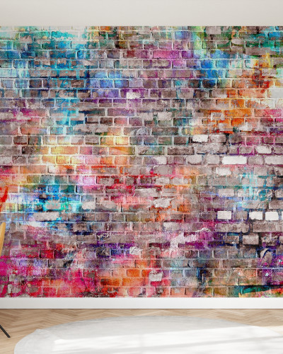 Fototapet cu design de cărămizi colorate