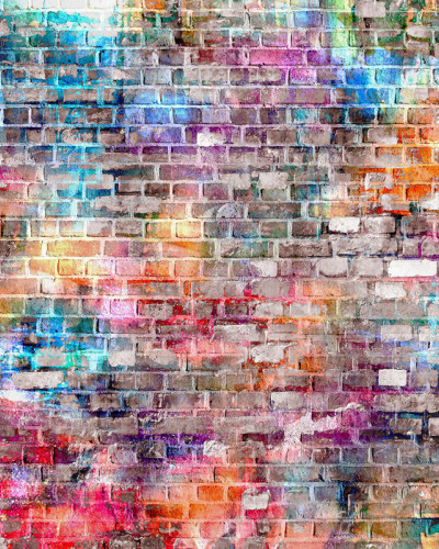 Fototapet cu design de cărămizi colorate