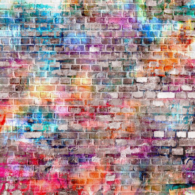 Fototapet cu design de cărămizi colorate