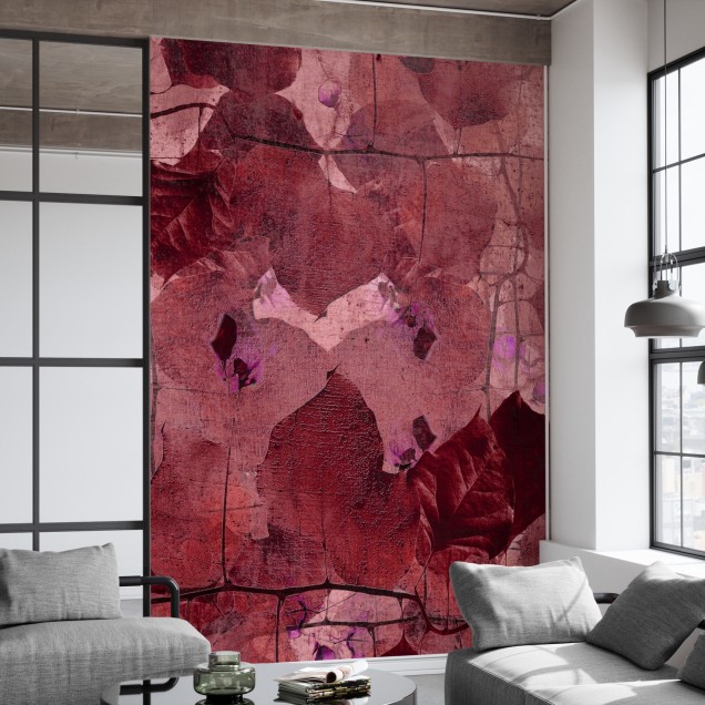 Fototapet cu model abstract în nuanțe de roșu și violet