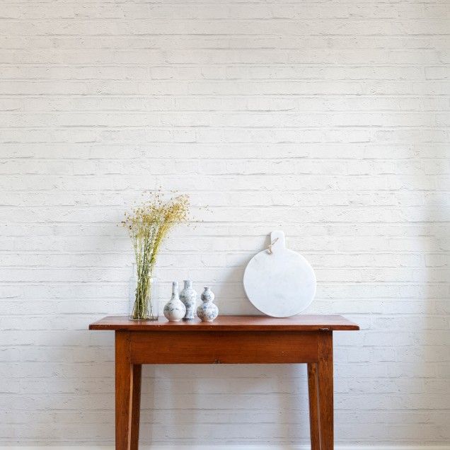 Wallpaper cu aspect de cărămidă albă, White Brickwall, Photowall