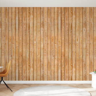 Fototapet cu model de scânduri din lemn într-o cameră decorată modern