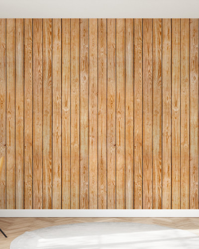 Fototapet cu model de scânduri din lemn într-o cameră decorată modern