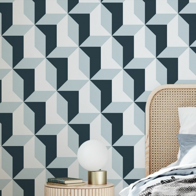 Blocks, Blue -  geometric modern