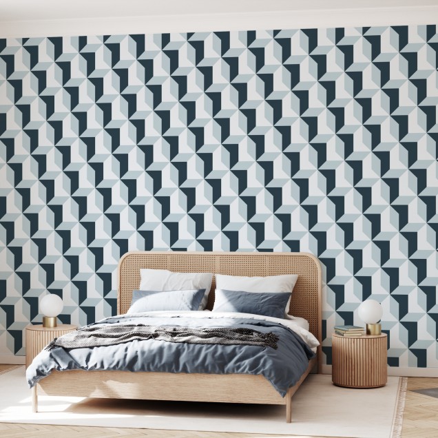 Blocks, Blue -  geometric modern