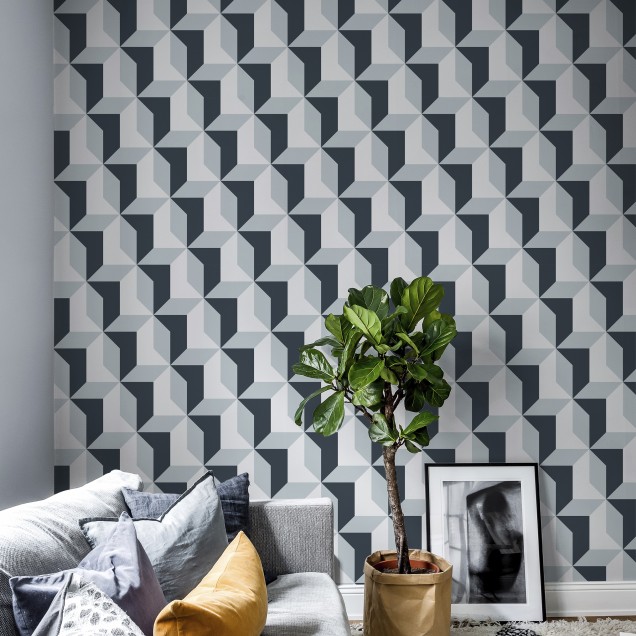 Blocks, Blue -  geometric modern