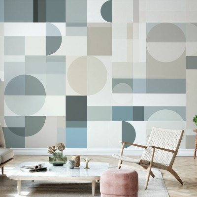 Tapet geometric modern in culori neutre, cu forme simple si elegante