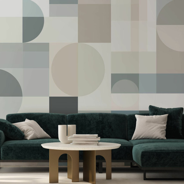 Tapet geometric modern in culori neutre, cu forme simple si elegante