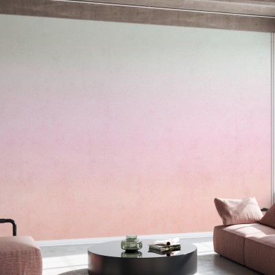 Tapet Savan Morning, cu un design modern în nuanțe de roz și verde, perfect pentru un living elegant și relaxant