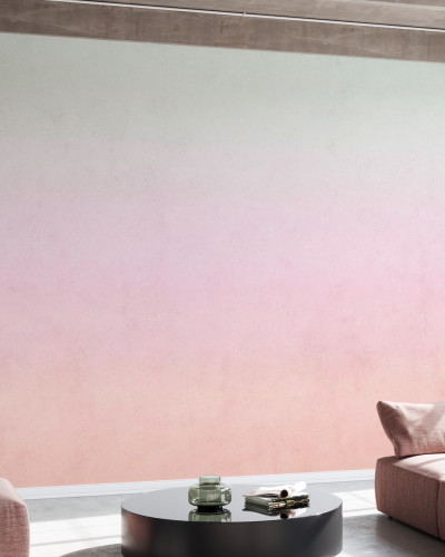Tapet Savan Morning, cu un design modern în nuanțe de roz și verde, perfect pentru un living elegant și relaxant