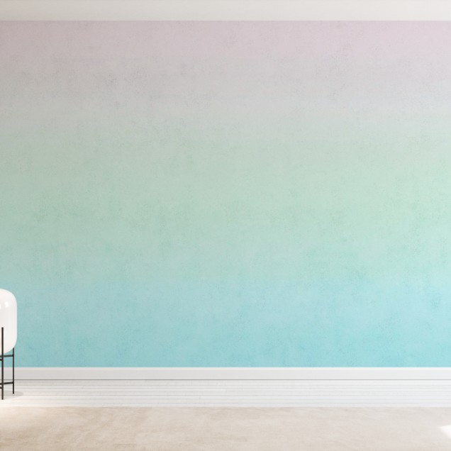 Tapet cu gradient de la roz pal la verde deschis, cu o textură fină, potrivit pentru dormitoare, livinguri sau birouri