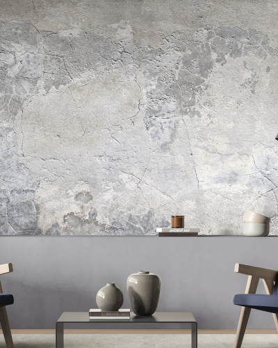 Wallpaper cu aspect de beton crăpat, perfect pentru un stil industrial modern.