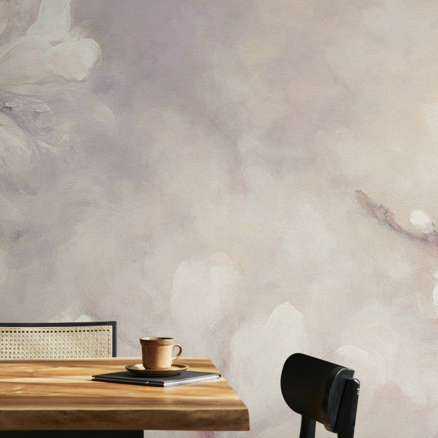 Cherry Blossoms Painting, Photowall. Tapet de perete cu flori roz.