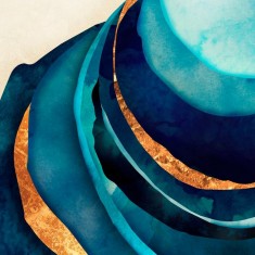 Fototapet Golden Abstract Blue, Personalizat, Photowall