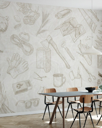 Tapet minimalist cu design inspirat din natura, The Lumberjack, Alabaster