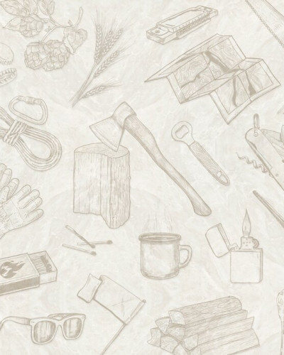 Tapet minimalist cu design inspirat din natura, The Lumberjack, Alabaster