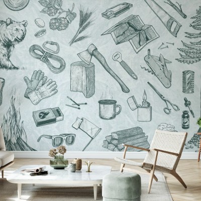 Tapet cu design modern The Lumberjack, Mint.